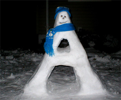 snowman shaped like an A